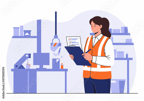 Quality Control Inspector at Production Line Checking Products