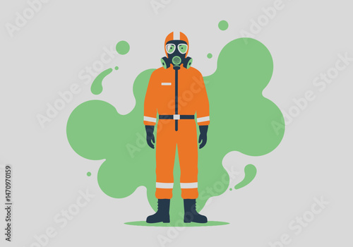 Person in Hazmat Suit Facing Contamination Hazard