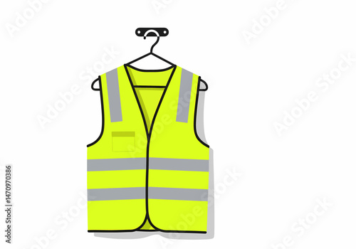 Yellow Safety Vest Hung on Clothes Hanger Illustration