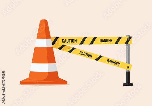 Road Traffic Orange Cone Safety Barrier with Caution Tape