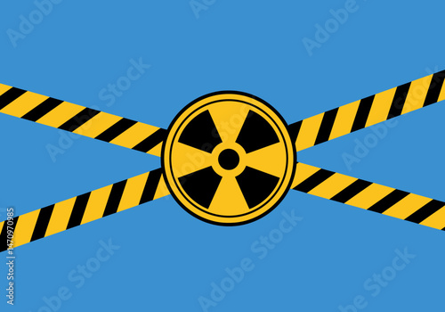 Bright Radiation Hazard Sign on Alert Striped Background
