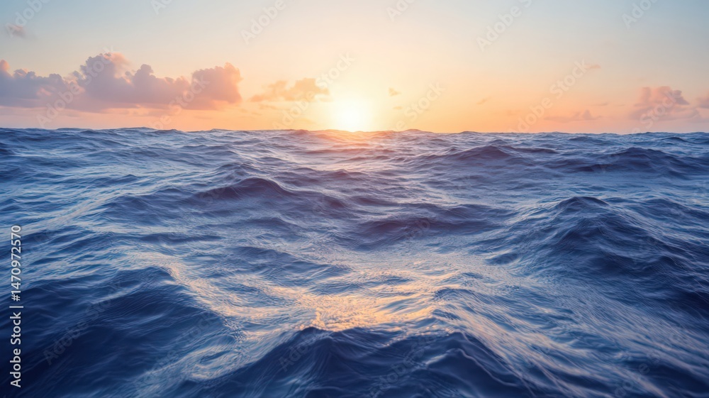 Obraz premium Sunrise Over Rippling Ocean