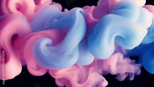 Ethereal Abstract Smoke Swirl with Pink and Blue Hues on a Dark Background a Mesmerizing Display of Color Motion and Fluidity