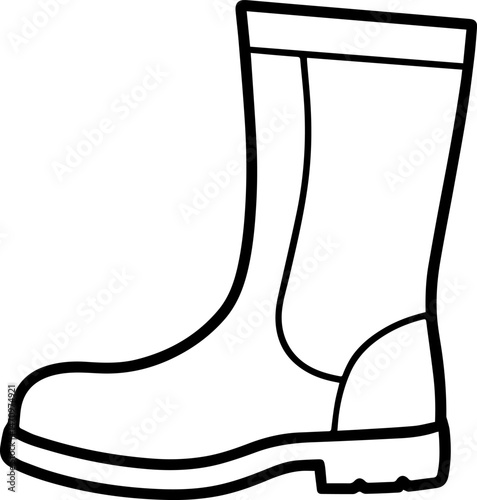 rubber boot outline vector illustration, line art