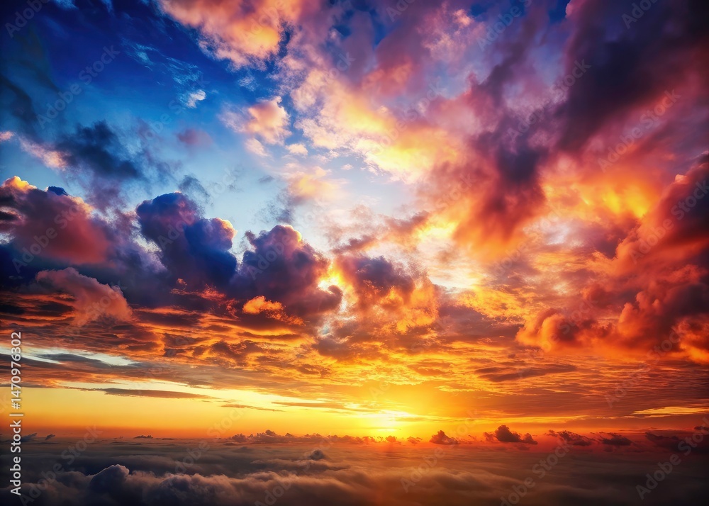Fototapeta premium Macro Sunrise Sky Clouds, Heavenly Sunlight Background, Nature Photography, High Resolution Image