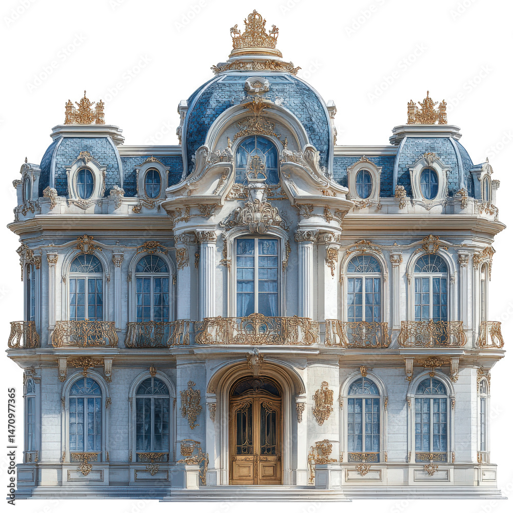 Fototapeta premium Elaborate architectural facade showcasing refined aesthetics and timeless construction finesse