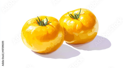 Organic yellow tomatoes (sar domates) isolated on a white background