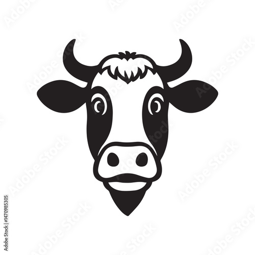 Wallpaper Mural Cute Black and White Cow Face Illustration Torontodigital.ca
