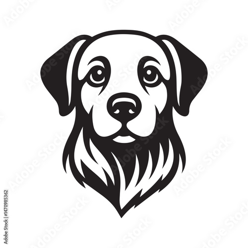 Cute Black and White Labrador Retriever Head Illustration
