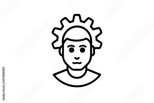 Man head with gears icon silhouette vector illustration