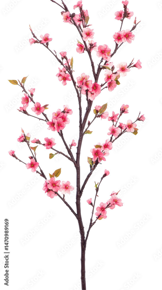 Fototapeta premium A beautiful pink flower branch symbolizing spring and renewal. transparent background