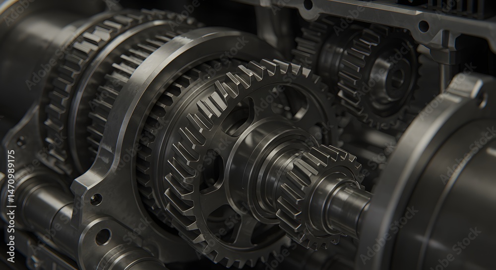 Fototapeta premium Gear System Mechanism with Sprockets and Metallic Components
