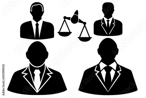 set of Lawyer silhouette vector illustration