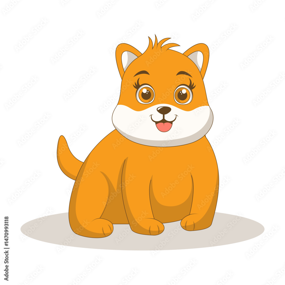 Obraz premium Cute Dog Mascot Cartoon Character. Isolated on White Background.