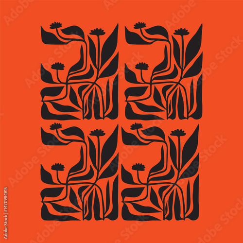 seamless pattern with red flowers