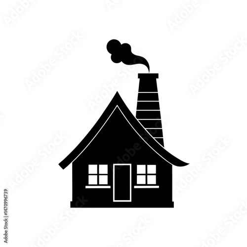 cabin chimney silhouette on white background  .svg