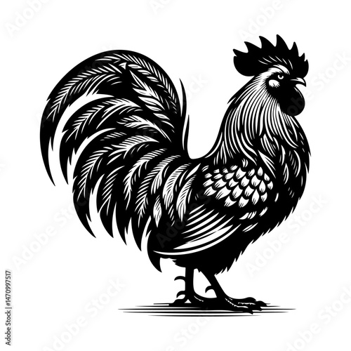 Gallic rooster silhouette vector file.