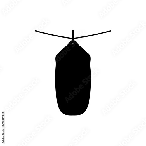 camp sleeping bag hung to dry silhouette on white  