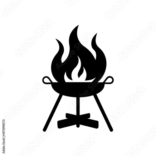 campfire roasting rack silhouette on white 