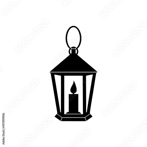 candle in lantern silhouette on white background  .svg