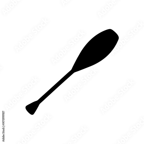 canoe paddle resting silhouette on white 
