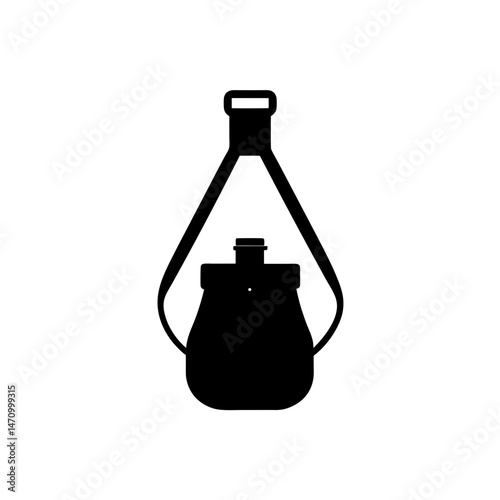 canteen with strap silhouette on white background  