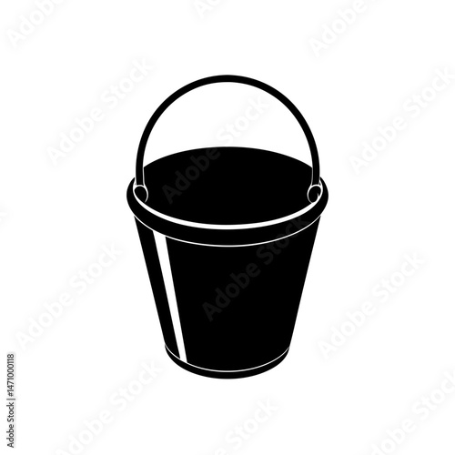 collapsible bucket silhouette on white background  