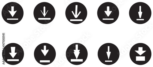Download icon set. cloud computing. download button Collection. download files icons vector. Arrow downloading icon. Vector illustration.  