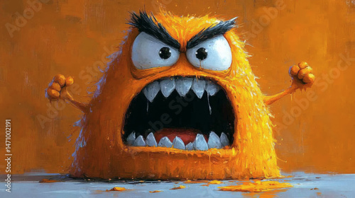 Angry monster with sharp teeth displaying fury in vibrant illustration