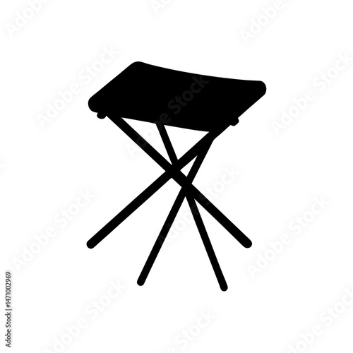 foldable camping stool silhouette on white 