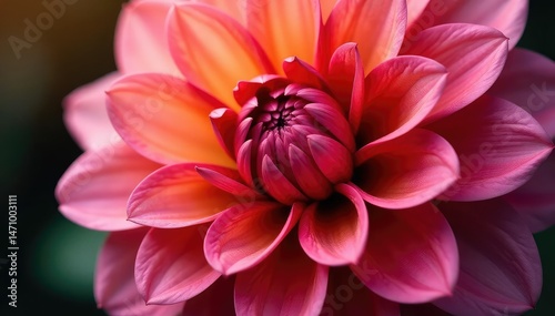 Close-up dahlia petals, intricate layered design, rich color , macro, yellow