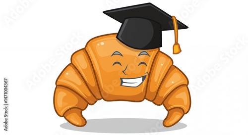 Cartoon croissant graduation cap