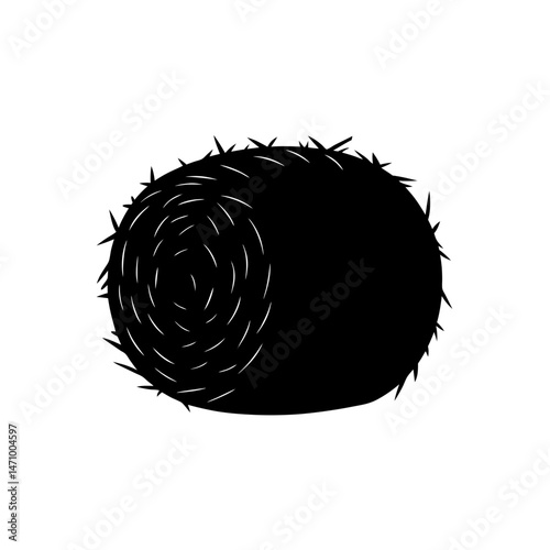 hay bale silhouette on white background 