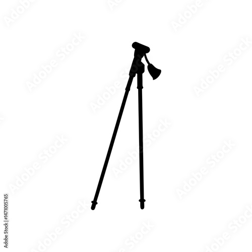 hiking stick silhouette on white background 