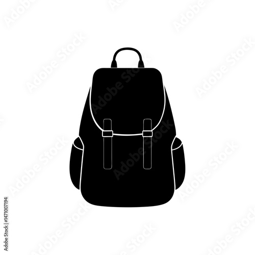 knapsack silhouette on white background  