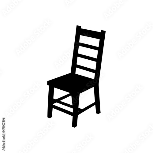 ladderback chair silhouette on white background photo