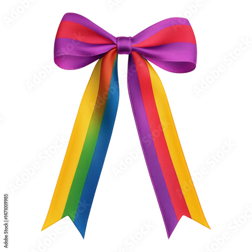 Rainbow Bow with Vibrant Stripes for Festive Celebrations Isolated on transparent background