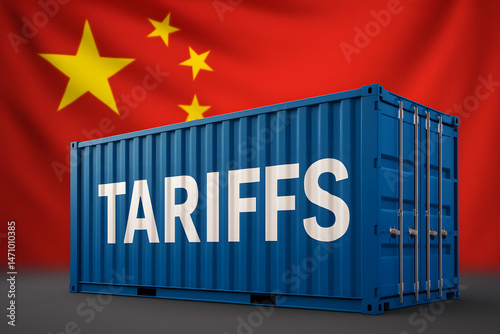 Understanding China Trade Tariffs: A Simple Composition Exploring the Impact on Shipping Containers and Global Commerce. Learn about the complexities and implications of tariffs on internati photo