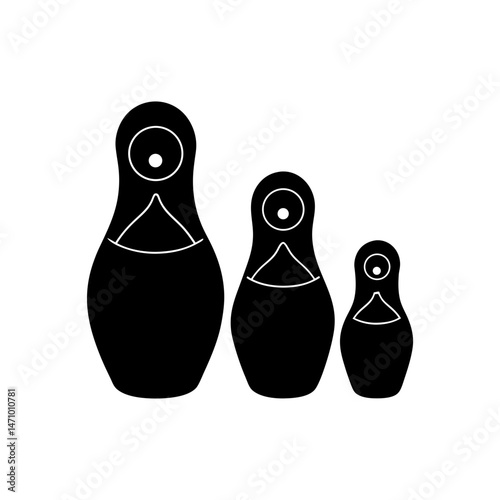 nesting doll silhouette on white background  