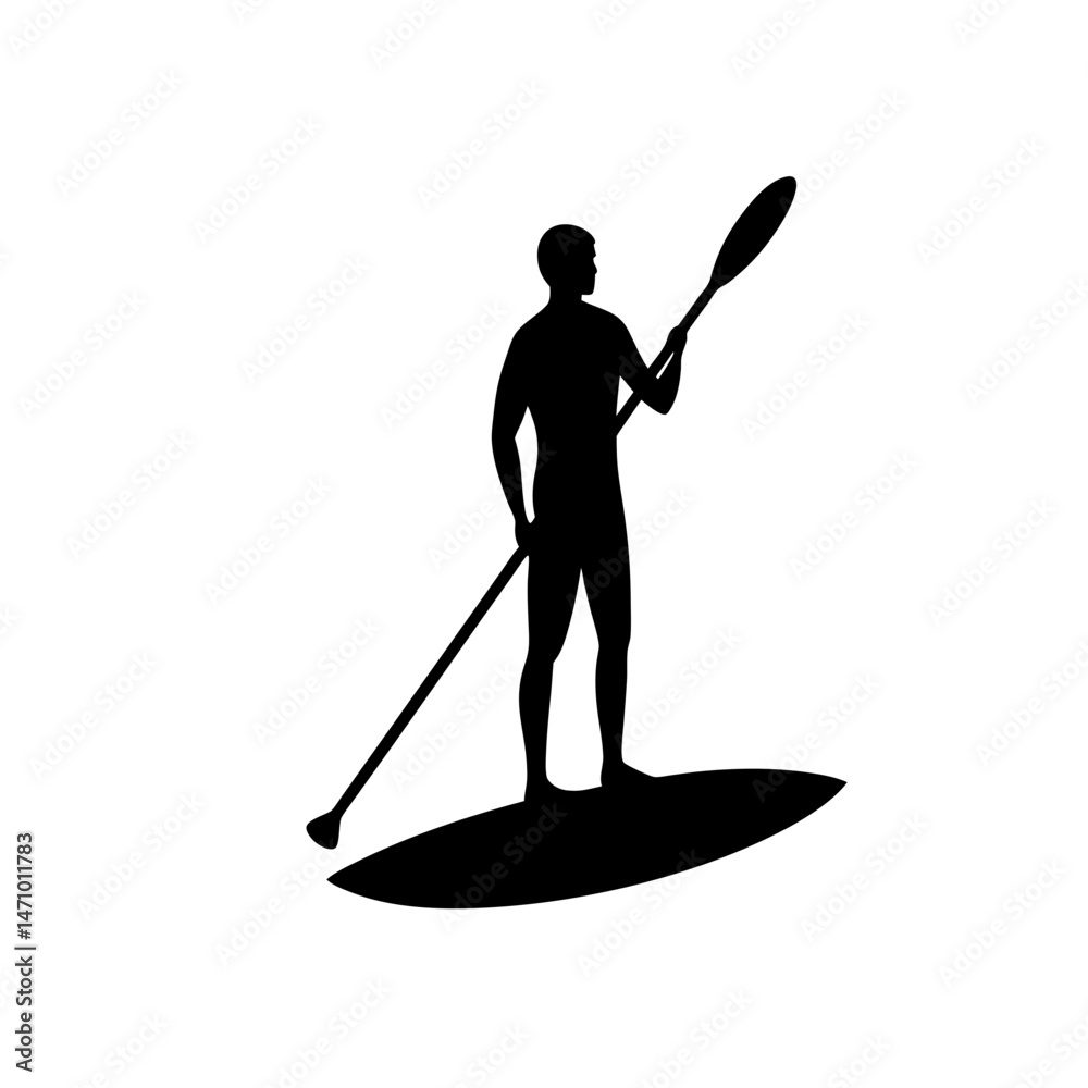 Fototapeta premium paddleboard silhouette on white background .svg