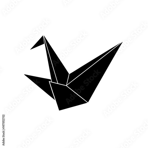 paper crane silhouette on white background  .svg