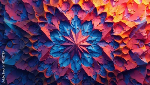 Intricate tessellation of geometric shapes in vibrant hues , aesthetic, pattern, style