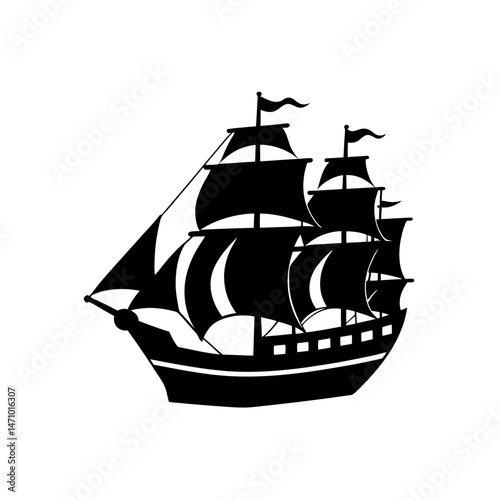 pirate ship silhouette on white background  .svg