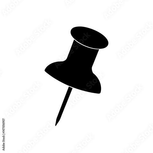pushpin silhouette on white background  