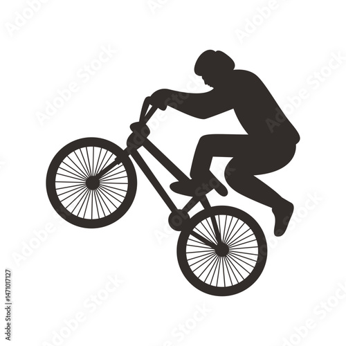 Silhouette of Freestyle Bmx Bike Player. Vector Illustration