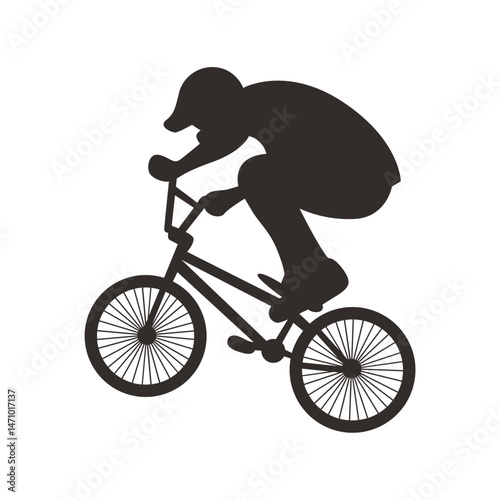 Silhouette of Freestyle Bmx Bike Player. Vector Illustration