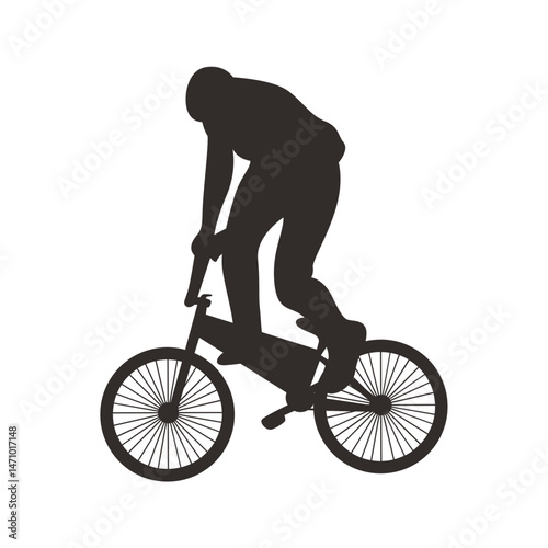 Silhouette of Freestyle Bmx Bike Player. Vector Illustration