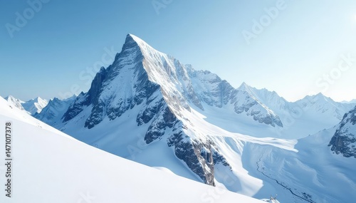 Wallpaper Mural Snow-covered mountain peak, pristine white landscape, frost, pure, crisp Torontodigital.ca