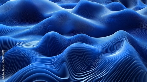 Abstract Blue Wave Forms - Geometric Architectural Design blue background