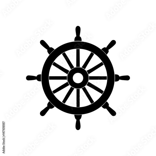 ship wheel silhouette on white background  .svg